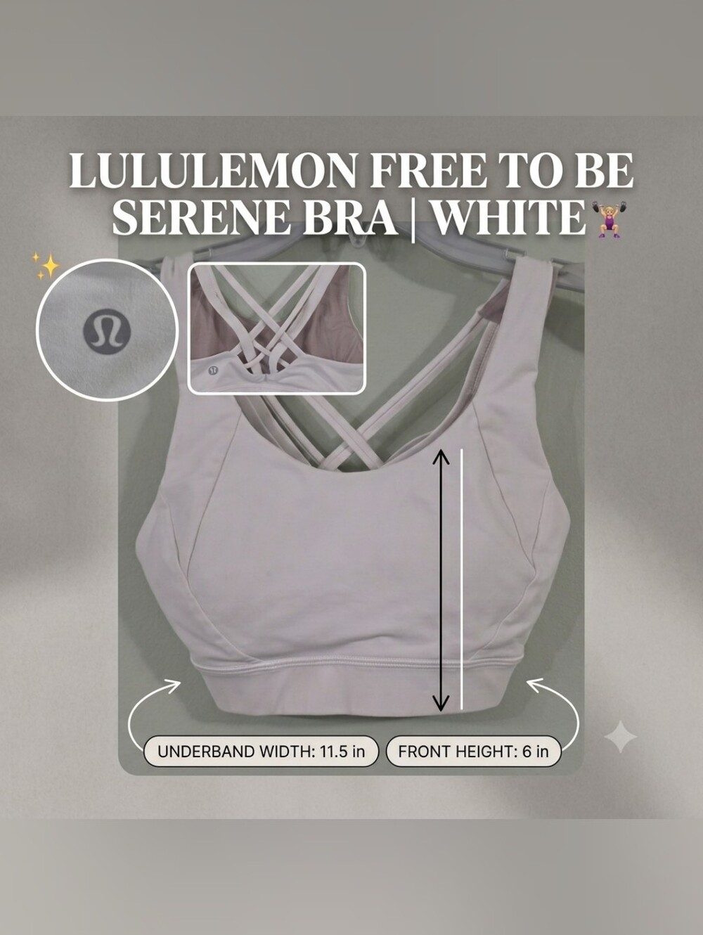 🧘‍♀️ Lululemon White Free To Be Serene Sports Bra 🏋️‍♀️